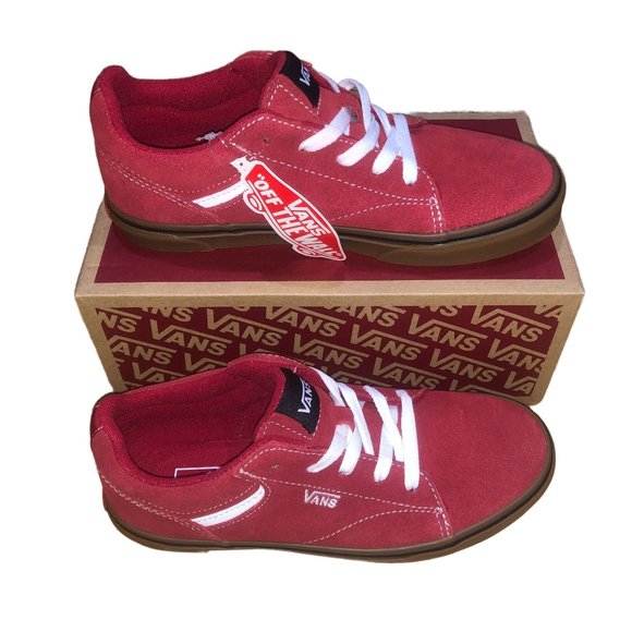 Vans Other - Vans Seldan Burgundy Red Suede Sneakers Shoes Gum Sole Size 4.5 Youth Unisex